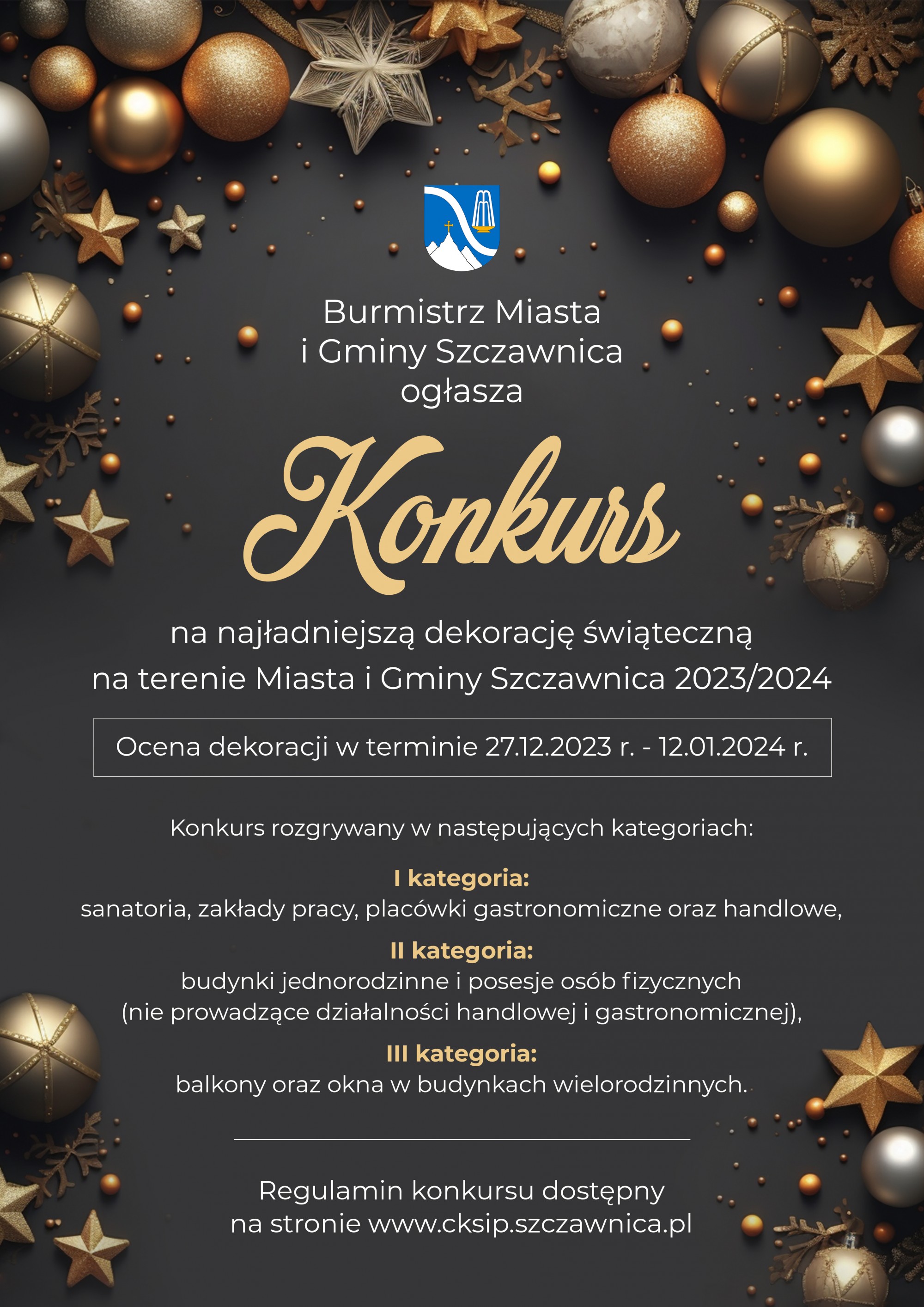 Konkurs na najładniejszą dekorację świąteczną na terenie Miasta i Gminy Szczawnica 2023/2024